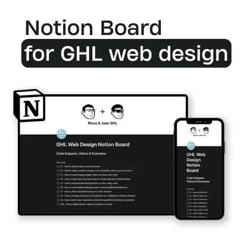 Ricco & Juan – Notion Board for GHL Web Design